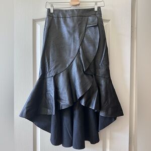 Hi-low Vegan Leather Ruffle Skirt